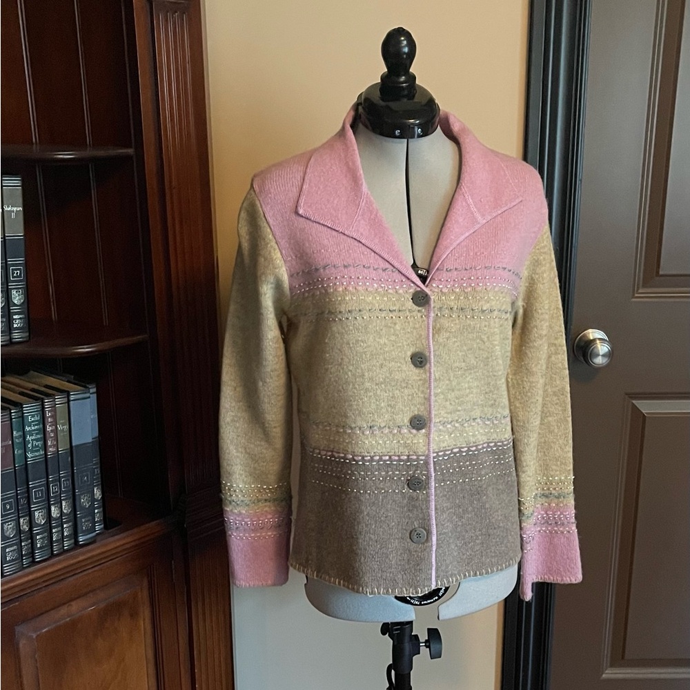 Sigrid Olsen Soft Pink Knit Cardigan